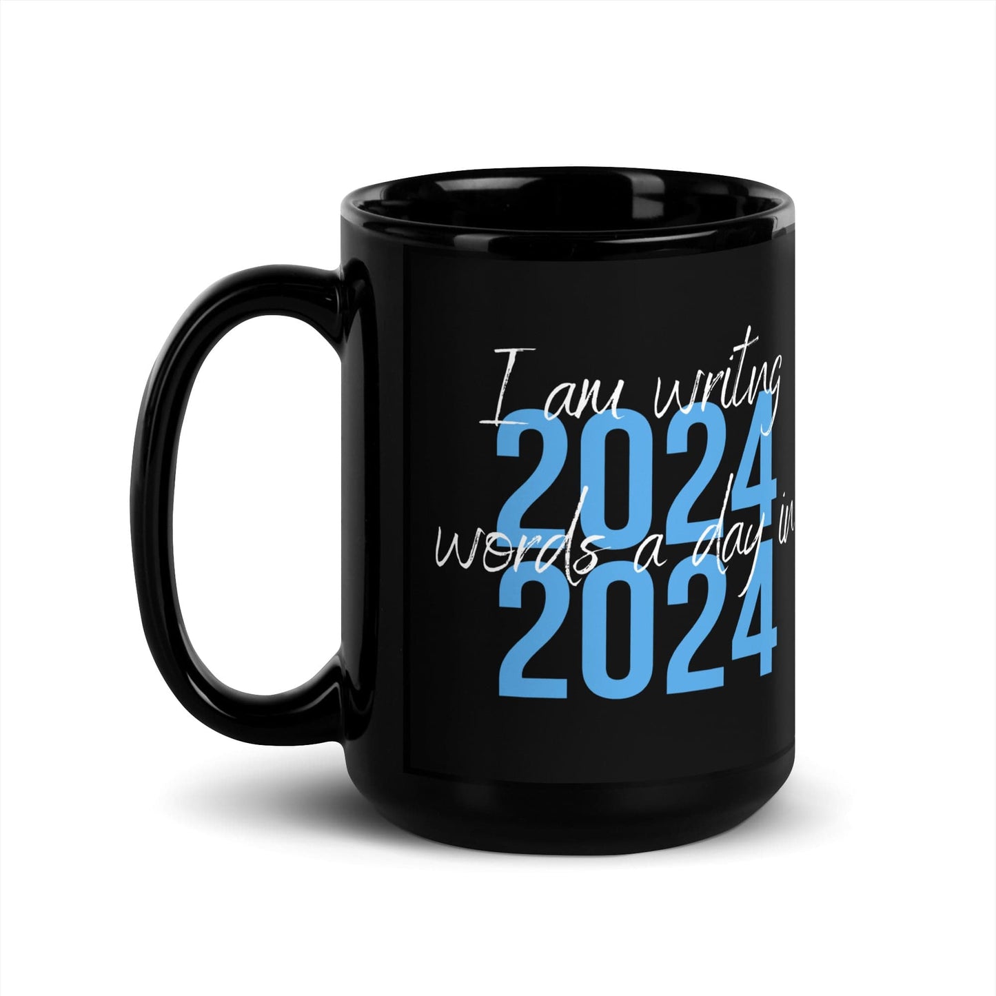 2024 WORDS IN 2024 Black Glossy Mug | WMG Writer Store