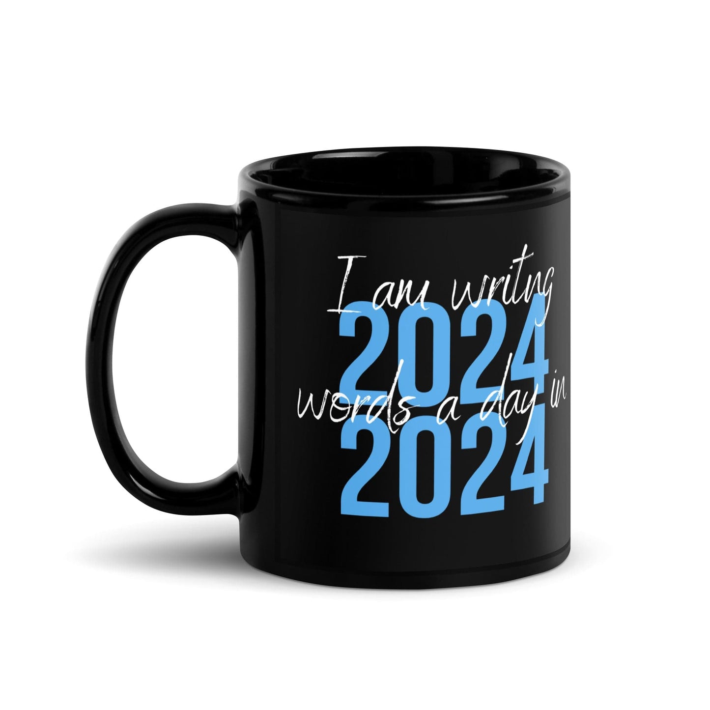 2024 WORDS IN 2024 Black Glossy Mug | WMG Writer Store